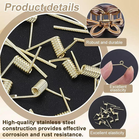 Hair Claw Clip Spring Replacement Kit 40 Sets Of Gold Torsion Springs With Screws DIY Repair And Craft Gear Details