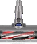 Motorized Vacuum Cleaner Head With LED Lights Multi Angle Roller Brush Attachment Powerhouse Suction Compatible With Dyson V6 DC58 DC59 DC61 DC74 Vacuums Great For Carpet Red, front view.