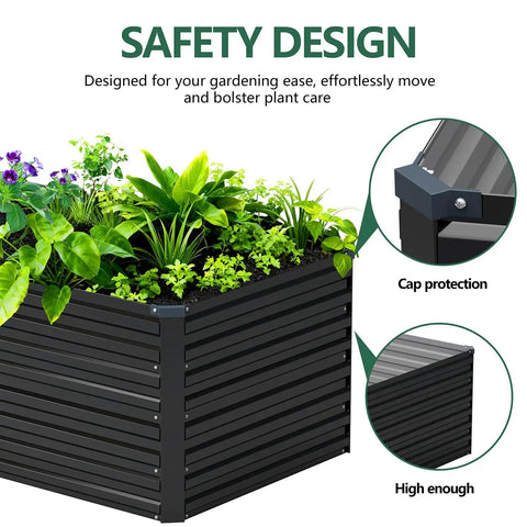 Deep 24 Inch Galvanized Raised Garden Bed Kit For Outdoor Planting Large Planter Box For Flowers Vegetables And Herbs Deep Root Design Baseless Ground Level Raised Bed Garden Black