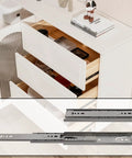 Heavy Duty 8 Inch Stainless Steel Drawer Slides With Full Extension Ball Bearing System installed in white dresser