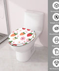 Generic Round Resin Toilet Seat for Bathroom with floral strawberry design on white background, fitting most standard toilets.