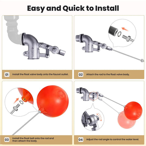 Heavy Duty Stainless Steel Float Valve For Water Tanks With Six Inch Float Ball And Three Quarter Inch Inlet Automatic Water Level Control For Commercial Agricultural And Industrial Use Rust Resistant 304 Grade, installation steps