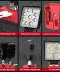 Led Work Light For 18V Lithium Battery Tools 54W 5400Lm Cordless Flood Light With USB Type C Charging Port details