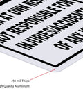 Close-up of 2 Pack Straight Up Enter At Your Own Risk Warning Sign 10 By 7 Inch made from .40 mil thick aluminum.