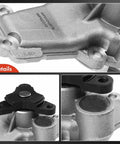 Engine Water Pump Replacement For Dodge Grand Caravan 2008-2010, Volkswagen Routan 2009-2010, And Chrysler Town And Country 2008-2010 V6 3.3L 3.8L With Gasket Included, Direct Fit, Plug And Play, Durable Replacement For Reliable Coolant Circulation, showing detailed views of aluminum housing and fittings.
