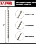 Heavy Duty Three Quarter Inch SDS Plus Rotary Hammer Drill Bit Carbide Tipped For Brick Stone And Concrete Eighteen Inch Length