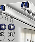 Easy Install Heavy Duty Aluminum Double Curtain Track System With Ceiling Mount Smooth Silent Sliding Rails For Drapes Room Dividers Living Room And Bedroom White Finish 2.3m 7.5ft Length, white track with roller rings