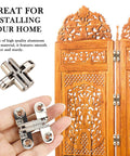 Hidden Zinc Alloy 180 Degree Concealed Cross Hinges For Furniture Cabinets Small Size Durable Invisible Door Hinge Kit With Easy Install And Screws Included