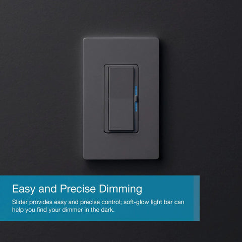 Caseta Smart Dimmer Switch For LED Lights 150W Single Pole Or 3 Way No Neutral White 2 Pack in dark setting