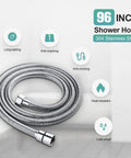 96 inch stainless steel shower hose with durability features for High Pressure 9 Settings Detachable Power Wash Handheld Showerhead