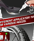 Heavy Duty Rubber Glue For Tires And Seals, Tough As Nails Adhesive applied on shoe sole and bicycle tire, 30g tube with droppers