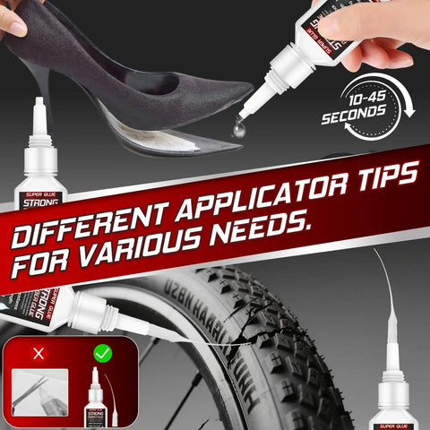 Heavy Duty Rubber Glue For Tires And Seals, Tough As Nails Adhesive applied on shoe sole and bicycle tire, 30g tube with droppers