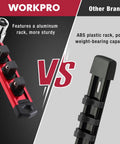 Comparison of WORKPRO aluminum Magnetic Socket Rail Organizer for 3/8-Inch Drive Set with other brand ABS plastic rack