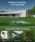 X450 All Wheel Drive Robotic Lawn Mower on steep slope with EFLS NRTK positioning for precision mowing, antenna-free setup