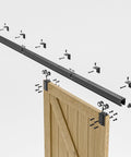 8ft Box Rail Sliding Barn Door Hardware Kit Aluminum Alloy Wall Mount For Single Door with ball bearing rollers and wooden door panel