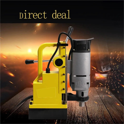 Pro Level Magnetic Drill Press With 1200 Watt Motor And Kickass 12000 Newton Suction Force To Lock Onto Steel and crush metals on job site.