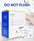 lucidHJC Lens Wipes box, front view, model 200, white with blue panel and yellow trim; 200 individually wrapped wipes.