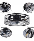 Diagram of Vintage Industrial Ceiling Fan With Light And Retractable Blades 42 Inch Cage Chandelier Style in metal grille and ABS blades