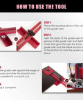 Instructions showing assembly and use of 4 In 1 Router Milling Groove Bracket Aluminum Alloy Circle Cutting Jig with images.