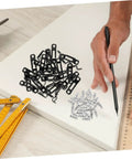 Dead Simple 30 Piece Heavy Duty Metal Furniture Joint Snap Connectors For Sofa Cabinet Assembly No Sweat Tool Free Setup For Smooth Diy Wood Fix Projects on a work table with screws and a measuring ruler.