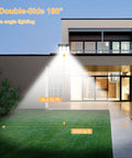 Super Bright 1000W Solar Street Lights Outdoor 100000LM Waterproof Dusk To Dawn with motion sensor illuminating a yard