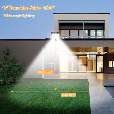 Super Bright 1000W Solar Street Lights Outdoor 100000LM Waterproof Dusk To Dawn with motion sensor illuminating a yard