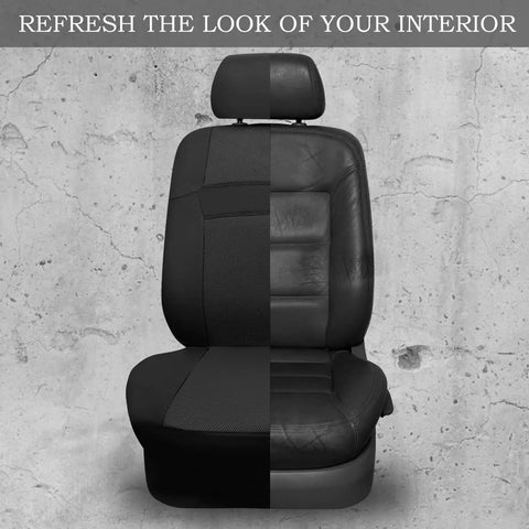 All Black 3D Air Mesh Car Seat Covers With 5mm Foam Padding, Airbag Compatible, Universal Fit For SUV Vans Sedans And Trucks, Full Set Interior Covers - Split comparison of old and new interior.