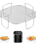 Premium Steel Air Fryer Basket Set with Nonstick Mesh, Roasting Tray Wire Rack for Ovens, BPA Free and FDA Approved
