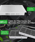 Cabin Air Filter Set For Mercedes ML GLE GLS GL Class 2012 To 2019 2 Pack Replacement Filters showing two filter types