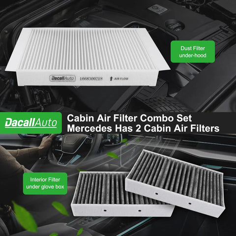 Cabin Air Filter Set For Mercedes ML GLE GLS GL Class 2012 To 2019 2 Pack Replacement Filters showing two filter types
