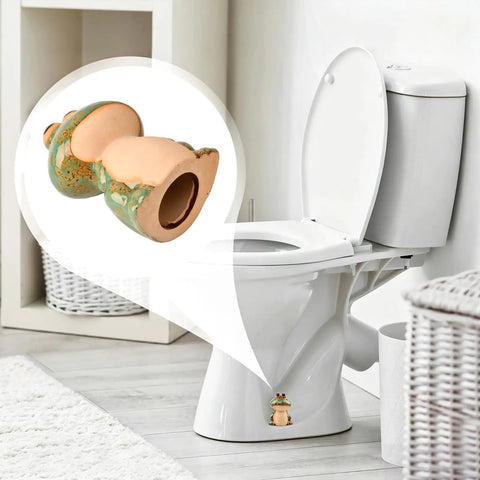 Slick Ceramic Frog Toilet Bolt Covers 2 Pack With Universal Screw Caps For Instant Bathroom Glow Up Easy Snap Fit Install on toilet.