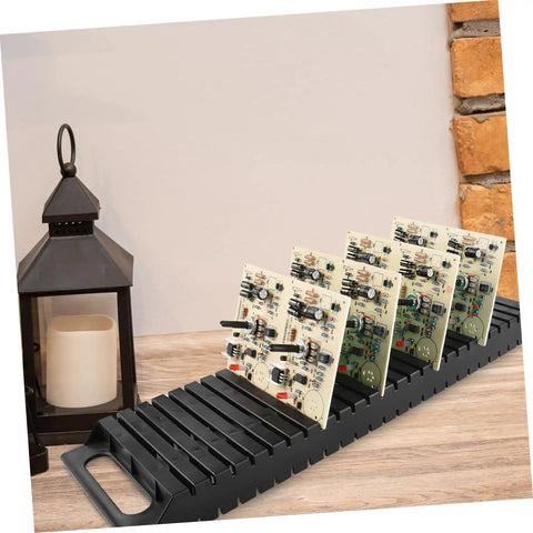 Anti Static PCB Rack 3 Piece Set Pro Grade 25 Slot ESD Safe Circuit Board Storage And Drying Shelf on a table.