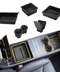Five Piece Center Console Organizer Tray Set For Tesla Model Y Juniper 2025 2026 with armrest underseat storage, cup holder