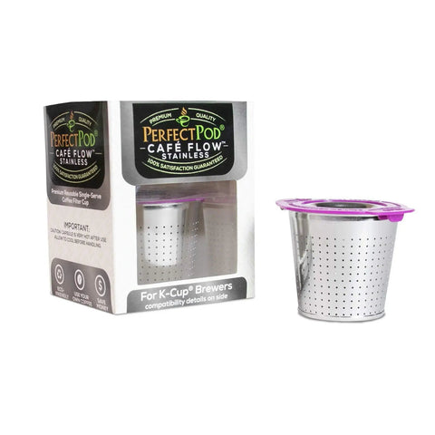 Stainless Steel Reusable K Cup Coffee Pod With Built In Filter For Keurig Single Serve Brewers Eco Friendly And Durable Metal Filter Cup Lets You Brew Fresh At Home Every Morning, shown with packaging.