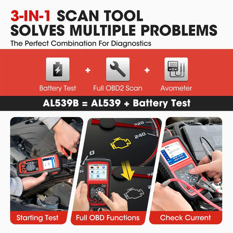 All-In-One OBD2 Scanner With Battery Tester Avometer Full OBDII Diagnosis And Starting And Charging System Tests For 12 Volt Batteries