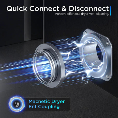 Magnetic Dryer Vent Connector Kit With No-Fuss Quick Connect Tech, showing magnetic alignment and connection in action.