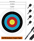 50 Piece Archery Target Papers Set With 8 Plastic Target Face Pins And Marker Pen for backyard practice