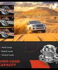 Two Pack Rear Wheel Bearing And Hub Assembly With Five Lug For Honda Accord 2013 2014 2015 2018 2019 2020 2021 2022 2023 And Acura TLX 2015 2016 2017 2018 2019 2020 FWD showing high-load capacity diagram and vehicle driving in desert