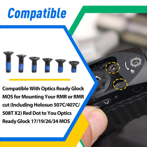 24 Pcs RMR to MOS Red Dot Screw Pack for Optics Ready Pistols with Holosun 507C 407C 508T RMR Mounts, screws in multiple sizes