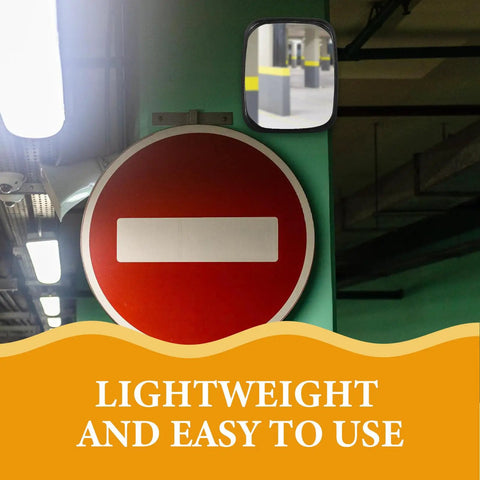 Wide Angle Safety Convex Mirror Rock Solid Wall Mount For Garage Warehouse Parking Lot mounted near a no-entry sign in a parking garage.