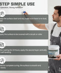 Man applying Rock Solid Waterproof Sealant 70 Oz Crystal Clear Leak Stopping Coating Kit with a roller on a wall.