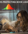 Woman reading with Clip On Bookmark Reading Light For Books In Bed With Adjustable Brightness Levels Soft Eye Friendly LED