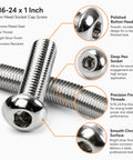5/16-24 X 1 Button Head Socket Cap Screws Set, 25 Pro Grade Chrome Plated Steel Allen Bolts, Fine Thread UNF Internal Hex Drive