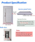 Badass Aluminum Access Panel Door For Drywall And Attics With Slick Hidden Design Honeycomb Core Waterproof Rust Proof Heat Insulated No Sweat Install For HVAC Ducts And Valves 26 By 56 Inches specifications showing size and installation details.