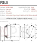 Technical diagram of Two Pack 22mm Momentary Push Button Switch Red And Green 1NO 1NC Metal Head XB2-11BN-G&R SPST 660V 10A Nylon Body