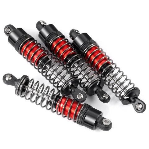 80mm Aluminum Threaded RC Shock Absorbers For 1/10 Scale Crawler Trucks, red anodized shocks with springs, set of four