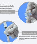Individually Wrapped Luer Lock Fittings 100 Pack With Anti Slip Grip Syringe Connectors And Caps For Lab And Industrial Use Female To Female Couplers Heavy Duty Pro Grade J560M PP blister pack and gloved handling
