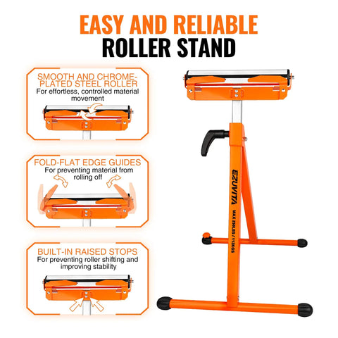 Built Tough Heavy Duty Folding Roller Stand 2 Pack With Adjustable Height Quick Knob Lock Casters for stable material support.