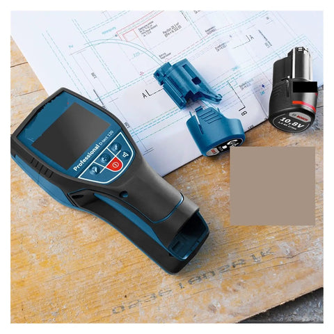 Hands Down Best Pro Grade Wall Scanner Detects Live Wires Wooden Studs Plastic Pipes And Non Magnetic Metal Accurate Center Marker, shown with rechargeable battery.