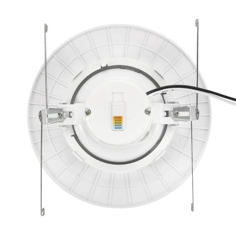 Big Time Brightness Rotatable Led Retrofit Downlight Gimbal showing back panel with adjustable color temp labels and mounting clips.